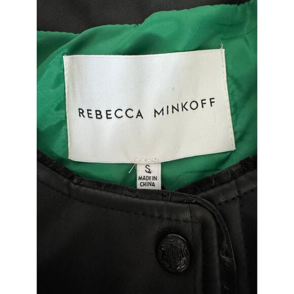 NWT Rebecca Minkoff Faux Leather Black Square Quilted Racer Jacket Women's Small - Picture 16 of 16